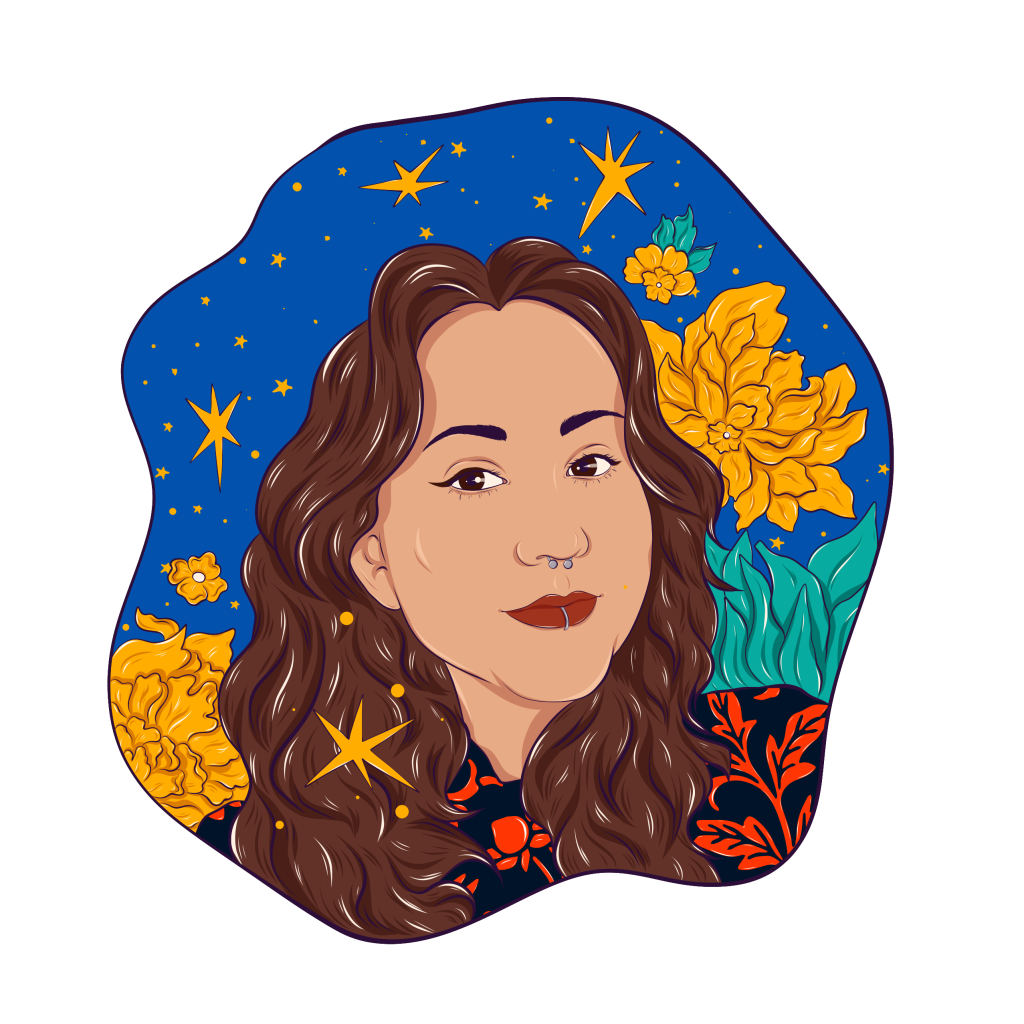 A colorful illustration of V. Ruiz, the owner of the site.